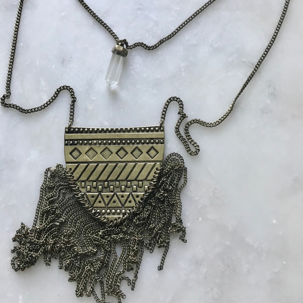 Bronze Double Strand Statement Design Necklace - image 1